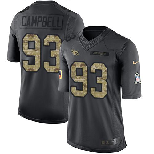 Nike Cardinals #93 Calais Campbell Black Youth Stitched NFL Limited 2016 Salute to Service Jersey