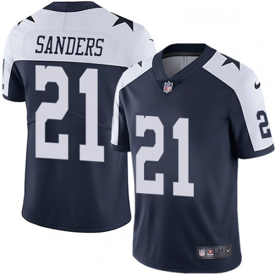 Mens Nike Dallas Cowboys 21 Deion Sanders Navy Blue Throwback Alternate Vapor Untouchable Limited Pl