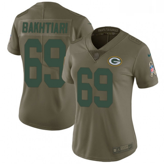 Womens Nike Green Bay Packers 69 David Bakhtiari Limited Olive 2017 Salute to Service NFL Jersey