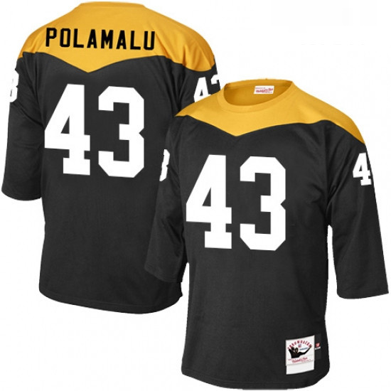 Mens Mitchell and Ness Pittsburgh Steelers 43 Troy Polamalu Elite Black 1967 Home Throwback NFL Jers