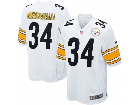 Nike Pittsburgh Steelers 34 Rashard Mendenhall White Game NFL Jersey