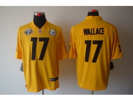 Nike Pittsburgh Steelers 17 Mike Wallace Yellow Game W 80th Pat-ch NFL Jersey