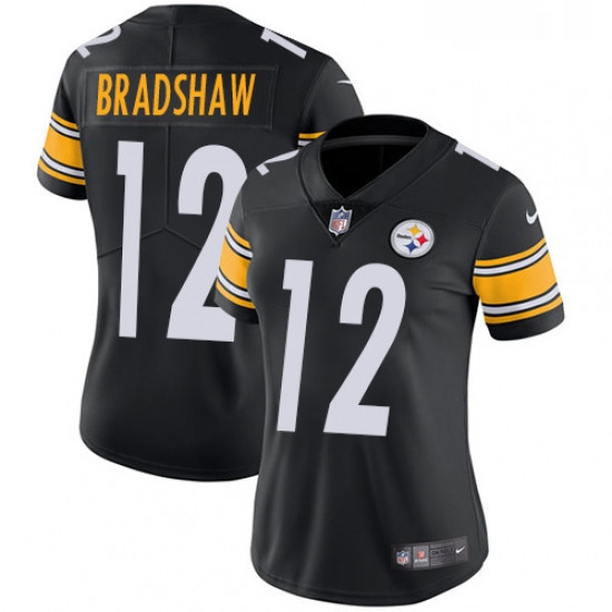 Womens Nike Pittsburgh Steelers 12 Terry Bradshaw Black Team Color Vapor Untouchable Limited Player 