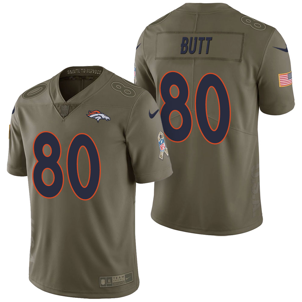 Denver Broncos #80 Jake Butt Olive 2017 Salute to Service Limited Jersey