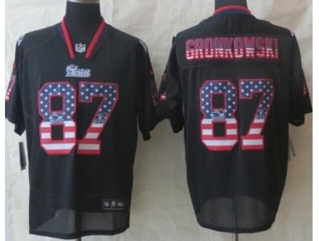 Nike New England Patriots 87 Rob Gronkowski Black USA Flag Fashion NFL Jersey