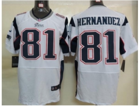 Nike New England Patriots 81 Aaron Hernandez White Elite NFL Jersey