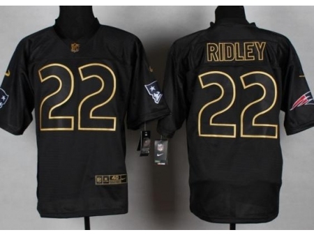 Nike New England Patriots 22 Stevan Ridley Black Elite 2014 PRO Gold Lettering Fashion NFL Jersey