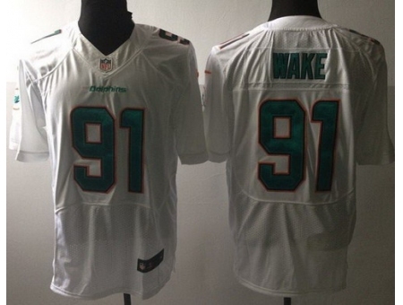 Nike Miami Dolphins 91 Cameron Wake White Elite NFL Jersey