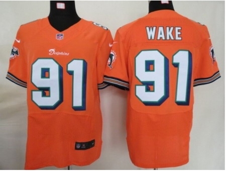 Nike Miami Dolphins 91 Cameron Wake Orange Elite NFL Jersey