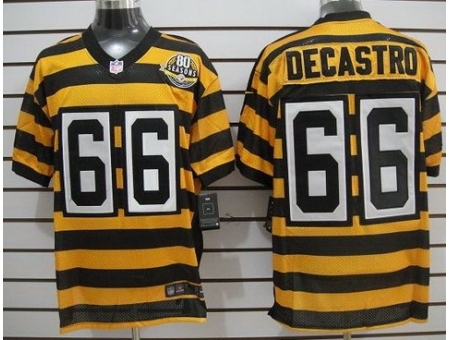 Nike Pittsburgh Steelers 66 David DeCastro Yellow Black Elite 80th Throwback NFL Jersey