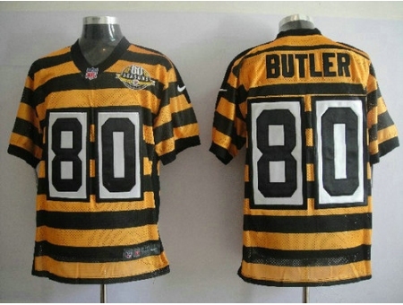 Nike Pittsburgh Steelers 80 Jack Butler Yellow Black Elite 80TH M&N NFL Jersey