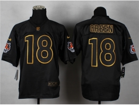 Nike Cincinnati Bengals 18 A.J. Green black Elite gold lettering fashion NFL Jersey