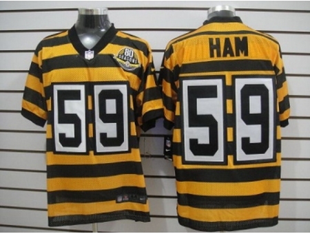 Nike Pittsburgh Steelers 59 Jack Ham Yellow Black Elite 80th Throwback NFL Jersey