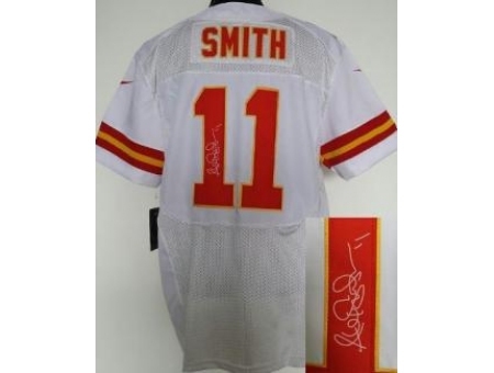 Nike Kansas City Chiefs 11 Alex Smith White Elite Signed NFL Jersey