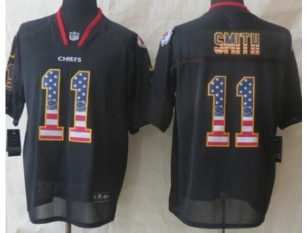 Nike Kansas City Chiefs 11 Alex Smith Black USA Flag Fashion NFL Jersey