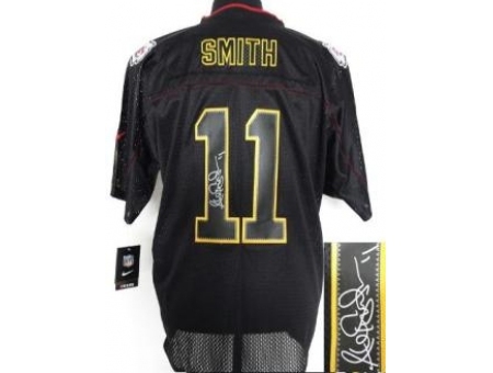 Nike Kansas City Chiefs 11 Alex Smith Black Elite Light Out Signed NFL Jersey