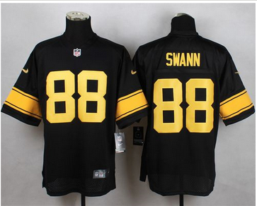 Nike Pittsburgh Steelers #88 Lynn Swann Black(Gold No.) Mens Stitched NFL Elite Jersey