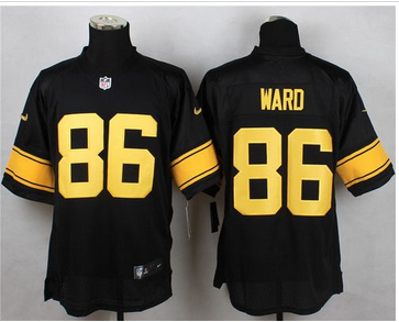 Nike Pittsburgh Steelers #86 Hines Ward Black(Gold No.) Mens Stitched NFL Elite Jersey