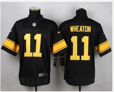 Nike Pittsburgh Steelers #11 Markus Wheaton Black(Gold No.) Mens Stitched NFL Elite Jersey