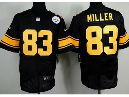 Nike Pittsburgh Steelers 83 Heath Miller Black Elite Gold No. NFL Jersey