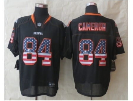 Nike Cleveland Browns 84 Jordan Cameron Black Elite USA Flag Fashion NFL Jersey
