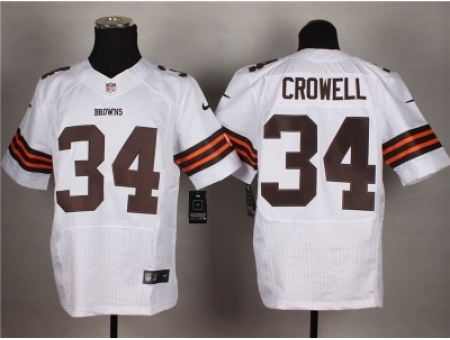 Nike Cleveland Browns 34 Isaiah Crowell White Elite NFL Jersey