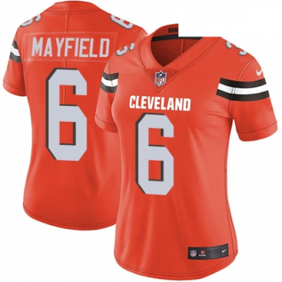 Womens Nike Cleveland Browns 6 Baker Mayfield Orange Alternate Vapor Untouchable Limited Player NFL 