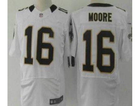 Nike New Orleans Saints 16 Lance Moore White Elite NFL Jersey