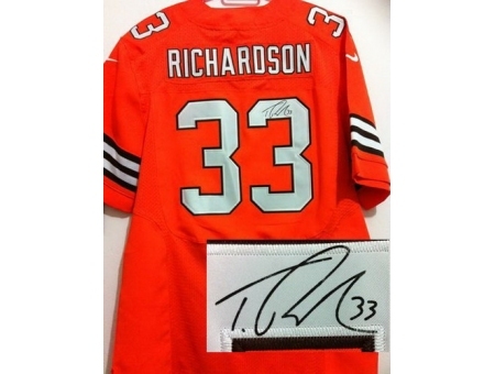 Nike Cleveland Browns 33 Trent Richardson Orange Elite Signed NFL Jersey