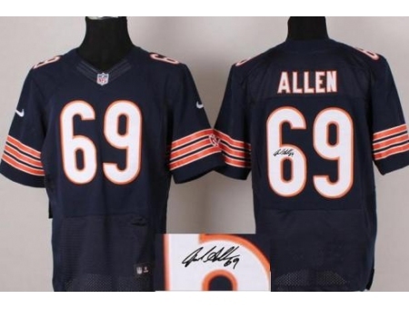 Nike Chicago Bears 69 Jared Allen Blue Elite Signed NFL Jersey