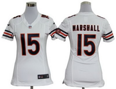 Women Nike Chicago Bears 15 Marshall White Nike NFL Game Jerseys