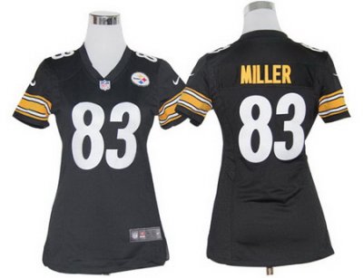 Women Pittsburgh Steelers 83# Heath Miller Black Jerseys