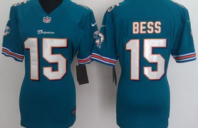 Women Nike Miami Dolphins 15 Davone Bess Green Nike NFL Jerseys