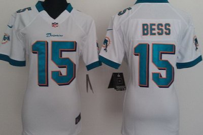 Women Nike Miami Dolphins 15 Davone Bess White Nike NFL Jerseys