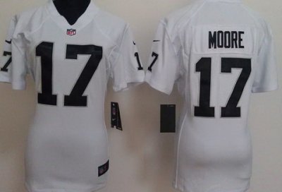 Women Nike Oakland Raiders #17 Denarius Moore White Nike NFL Jerseys