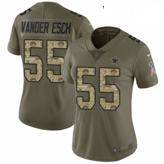 Womens Nike Dallas Cowboys 55 Leighton Vander Esch Limited OliveCamo 2017 Salute to Service NFL Jers