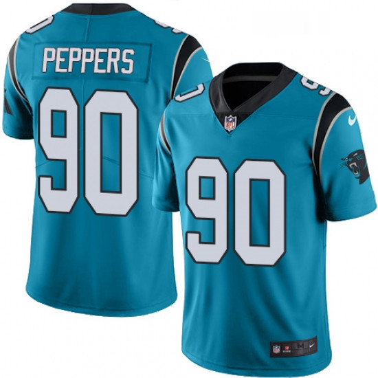 Mens Nike Carolina Panthers 90 Julius Peppers Blue Alternate Vapor Untouchable Limited Player NFL Je