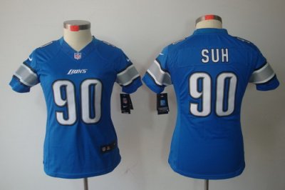 Women Nike Detroit Lions 90# Ndamukong Suh Blue Color[Women LIMITED Jerseys]