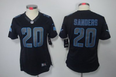 Women Nike Detroit Lions #20 B.Sanders Black Jerseys[Impact Limited]