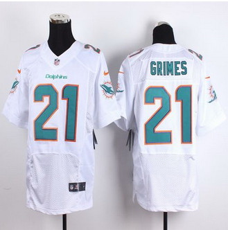 New Miami Dolphins #21 Brent Grimes White Men Stitched NFL New Elite Jersey