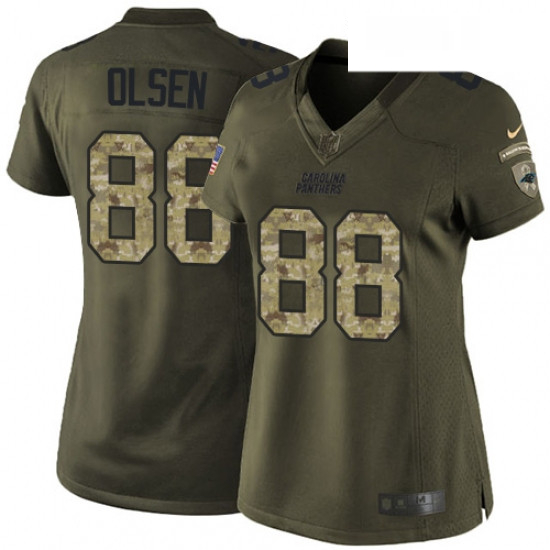 Womens Nike Carolina Panthers 88 Greg Olsen Elite Green Salute to Service NFL Jersey