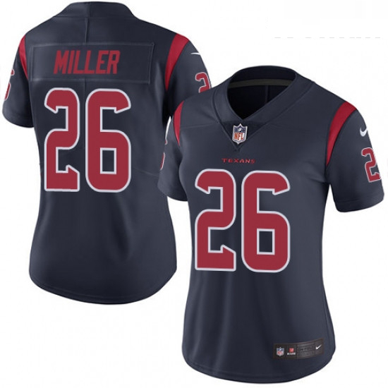 Womens Nike Houston Texans 26 Lamar Miller Elite Navy Blue Rush Vapor Untouchable NFL Jersey