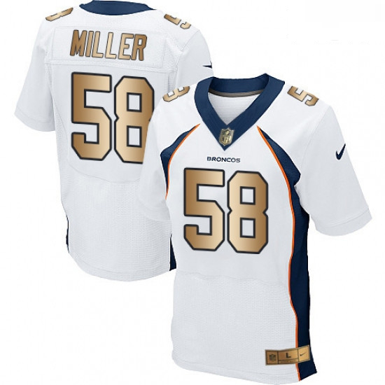 Men Nike Denver Broncos 58 Von Miller Elite WhiteGold NFL Jersey