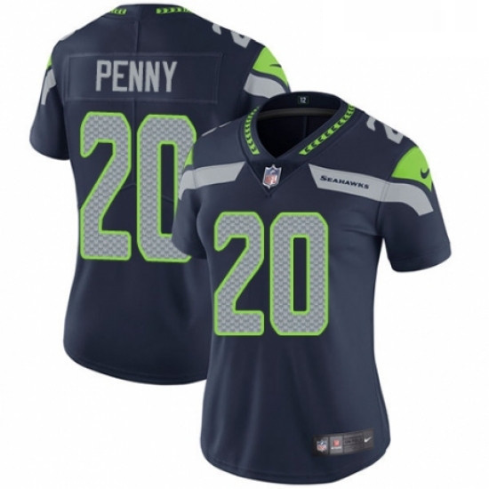 Womens Nike Seattle Seahawks 20 Rashaad Penny Navy Blue Team Color Vapor Untouchable Limited Player 