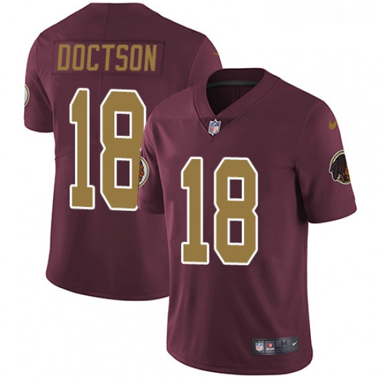 Mens Nike Washington Redskins 18 Josh Doctson Burgundy RedGold Number Alternate 80TH Anniversary Vap