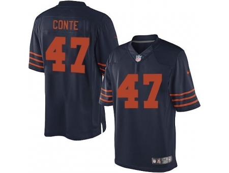 Nike Chicago Bears 47 Chris Conte Blue Limited Orange Number NFL Jersey