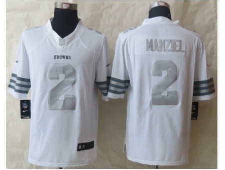 Nike Cleveland Browns 2 Johnny Manziel Platinum White Game NFL Jersey