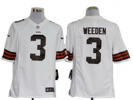 Nike Cleveland Browns 3 Brandon Weeden White Game NFL Jersey