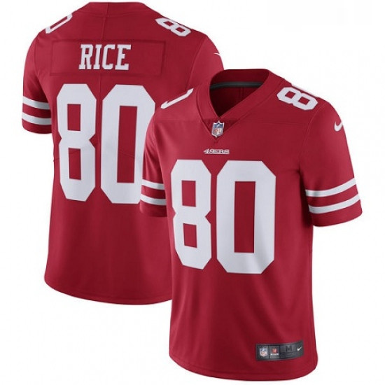 Mens Nike San Francisco 49ers 80 Jerry Rice Red Team Color Vapor Untouchable Limited Player NFL Jers