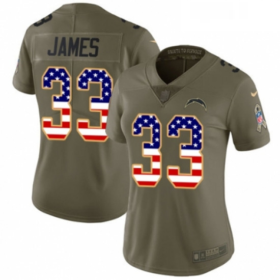 Womens Nike Los Angeles Chargers 33 Derwin James Limited Olive USA Flag 2017 Salute to Service NFL J